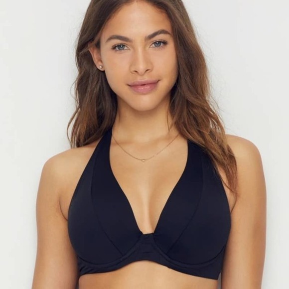 Becca Color Code Underwire Halter Bikini Top D-F Cups Shadow Size 32D NWOT - Picture 1 of 8